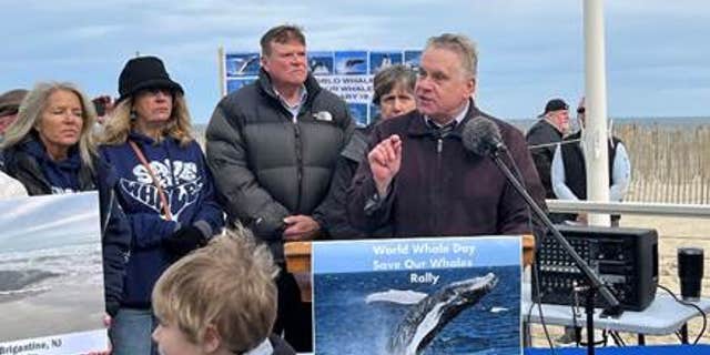 Rep. Chris Smith, R-N.J., speaks during ‘Save Our Whales Rally’ on Sunday.
