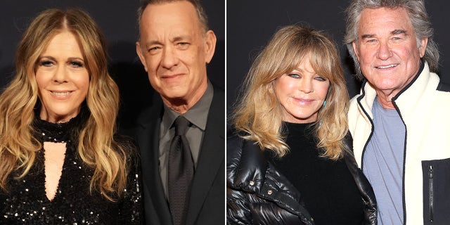 Tom Hanks and Rita Wilson, left, have been married for nearly 35 years while Goldie Hawn and Kurt Russell have been together for 39 years.