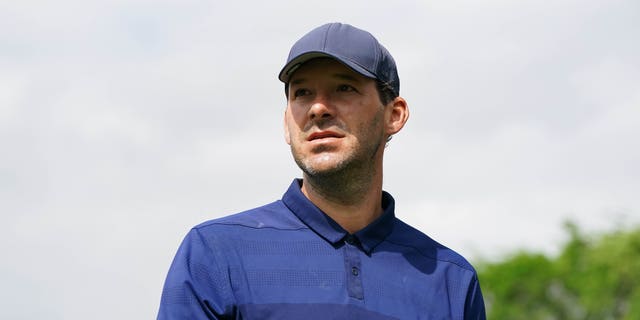 Former NFL player Tony Romo looks on during the second round of the ClubCorp Classic at Las Colinas Country Club on April 23, 2022 in Irving, Texas.