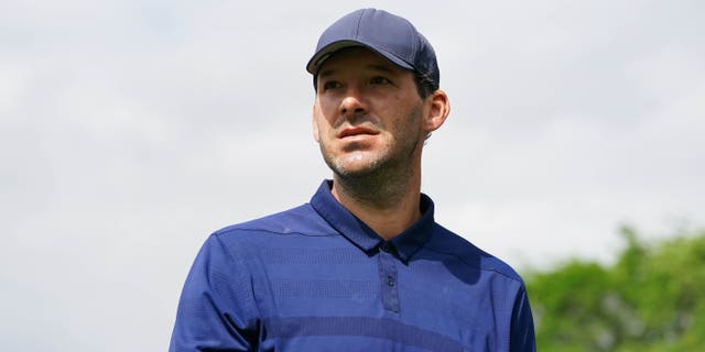Former NFL player Tony Romo looks on during round two of the ClubCorp Classic at Las Colinas Country Club on April 23, 2022 in Irving, Texas.