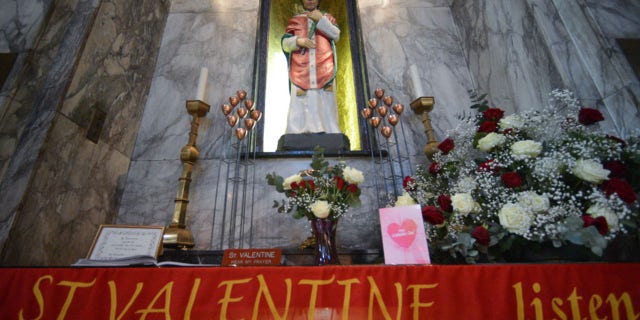 On this day in history, Feb. 14, 270 AD, Saint Valentine beaten, beheaded for defying emperor's marriage ban St. Valentine's skeleton lies under Whitefriar Church in Dublin. In 1950, a statue and shrine were built to honor St. Valentine and placed in the church. Love-seeking individuals turn up at his site the whole year and especially on every St. Valentines looking for help in finding that special one.