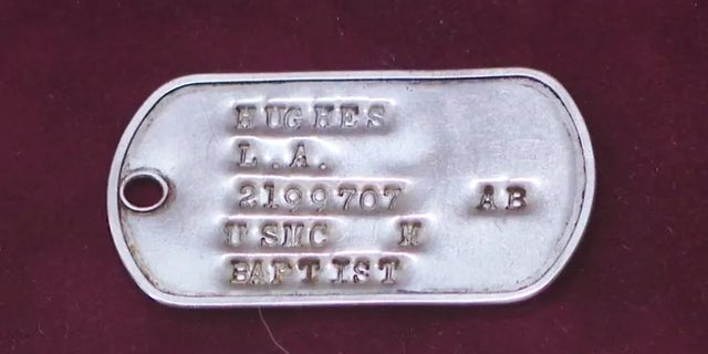 USMC Corporal Larry Hughes's dog tag that he lost in 1966 while serving in Vietnam.