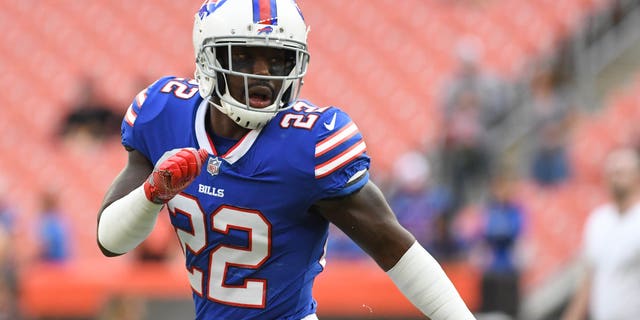 Defensive back Vontae Davis of the Buffalo Bills warms up prior to a preseason game against the Browns at FirstEnergy Stadium in Cleveland, Ohio.