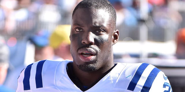 Vontae Davis of the Indianapolis Colts watches from the sideline during the Tennessee Titans game at Nissan Stadium on Oct. 23, 2016, in Nashville.