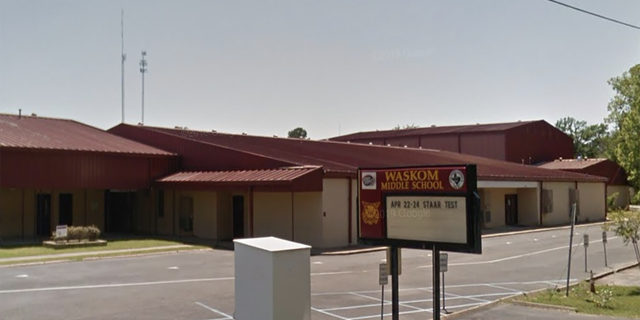Waskom Middle School, where a student allegedly threatened a teacher last month.