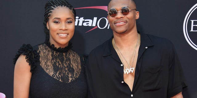 NBA player Russell Westbrook and Nina Earl attend the 2017 ESPYS at Microsoft Theater in Los Angeles on July 12, 2017.