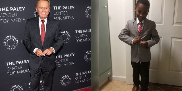 "Wheel of Fortune" teenage superfan revealed he dressed up as longtime host Pat Sajak, right, once for Halloween.