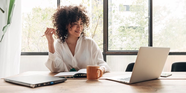 Woman working on computer