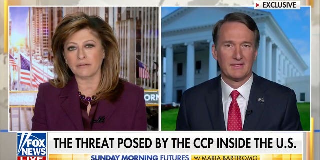 Gov Glenn Youngkin tells Maria Bartiromo nan Biden management is allowing nan Chinese communist statement group up shop adjacent nan Pentagon and Quantico