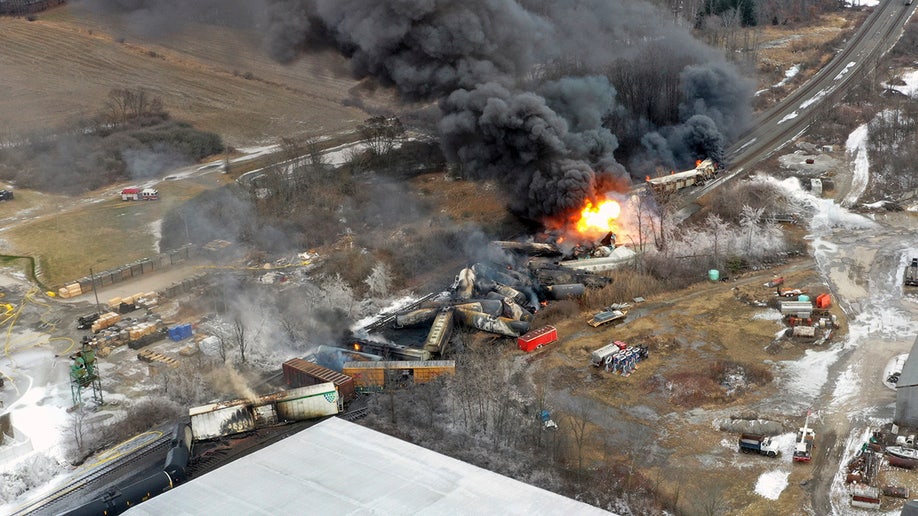 Ohio train derailment smoke