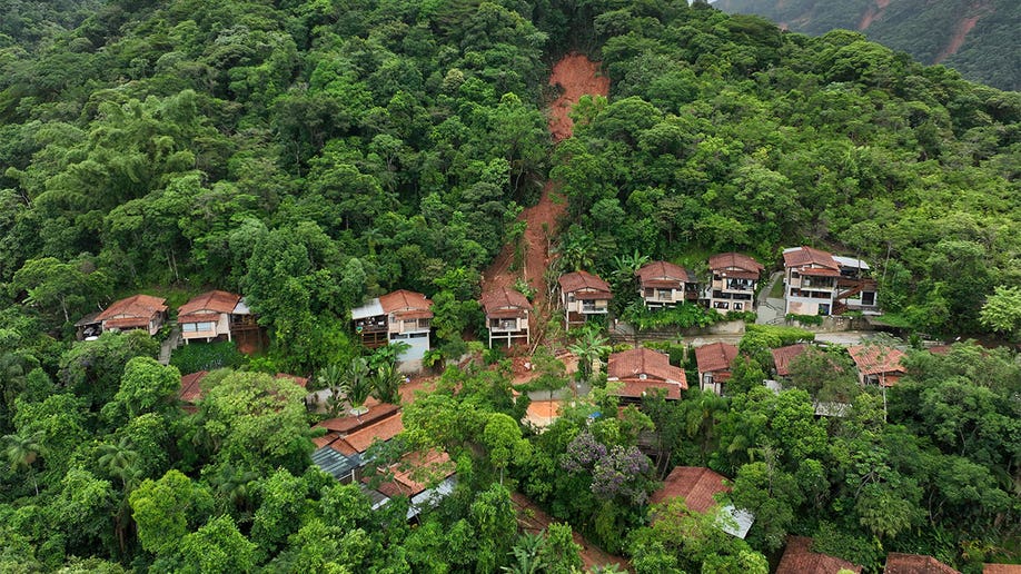 Exposed hillside after a landslide.