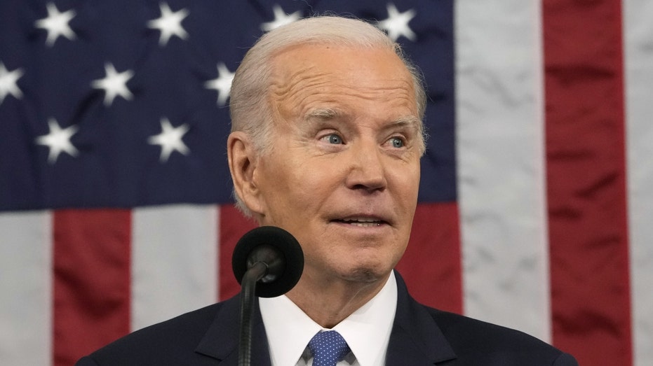 U.S. President Joe Biden speaks during a State of the Union address