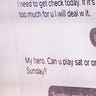 Text messages shown as evidence inside a courtroom.