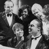 Burt Bacharach, Dionne Warwick, Carole Sager, Stevie Wonder, Elizabeth Taylor and Gladys Knight recording a song
