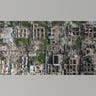 An aerial photo of leveled buildings.