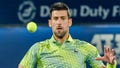 Novak Djokovic of Serbia competes with Hubert Hurkacz of Poland (not seen) during men's single quarter final match of Dubai Duty Free Tennis Championship in Dubai, United Arab Emirates on March 02, 2023.