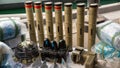Anti-tank guided missiles and medium-range ballistic missile components are seen at a military facility in the U.S. 5th Fleet area of operations on Feb. 26, following the seizure in the Gulf of Oman.