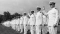 New cadet midshipmen of the class of 1972 at the U.S. Merchant Marine Academy in Kings Point, New York, are sworn in to the Naval Reserve on Aug. 31, 1968.