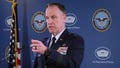 Pentagon spokesman Air Force Brig. Gen. Patrick Ryder answers questions during a briefing at the Pentagon March 16, 2023 in Arlington, Virginia.