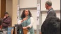 Tirien Steinbach, the Stanford University Law School associate dean of Diversity, Equity and Inclusion, slams U.S. Circuit Court Judge Kyle Duncan during his presentation at the school as an invited guest on March 9, 2023.