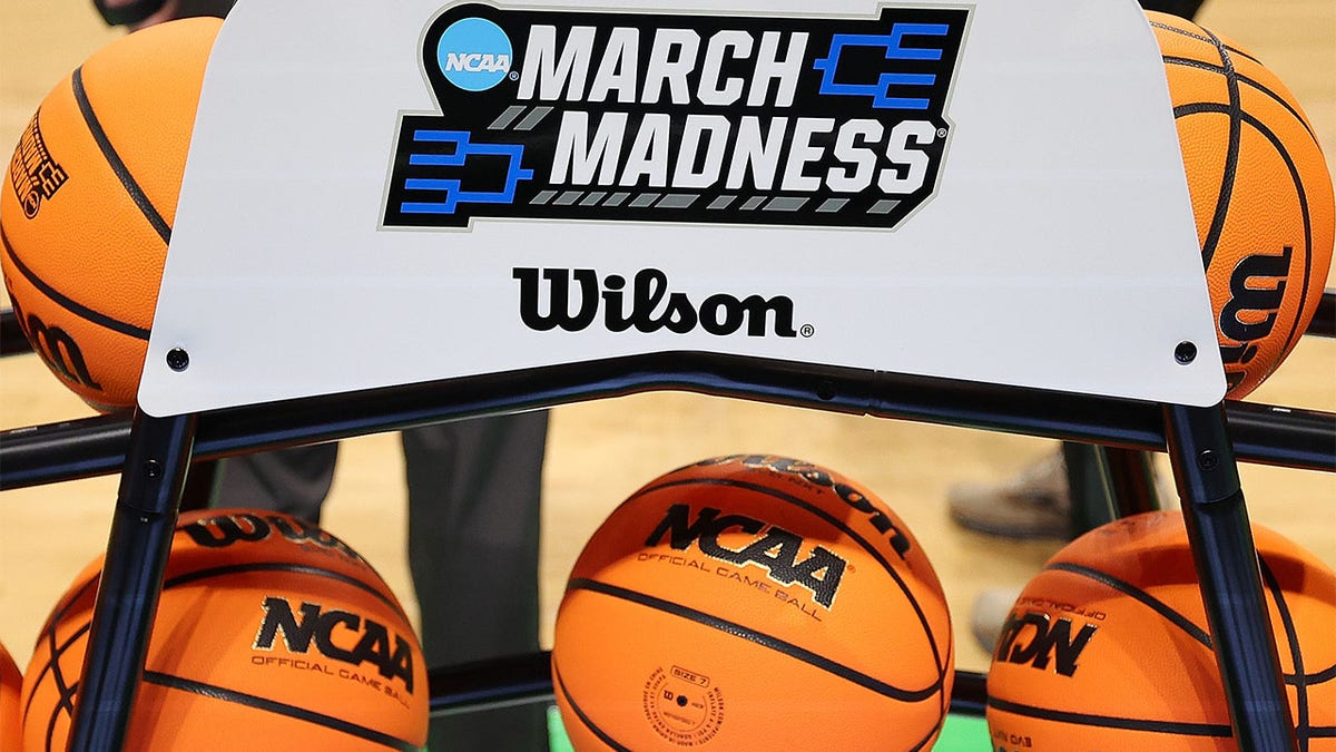 BIRMINGHAM, ALABAMA - MARCH 15: ?A rack of Wilson basketballs is seen during the Auburn Tigers practice session ahead of the first round of the NCAA Men's Basketball Tournament at Legacy Arena at the BJCC on March 15, 2023 in Birmingham, Alabama. (Photo by Kevin C. Cox/Getty Images)