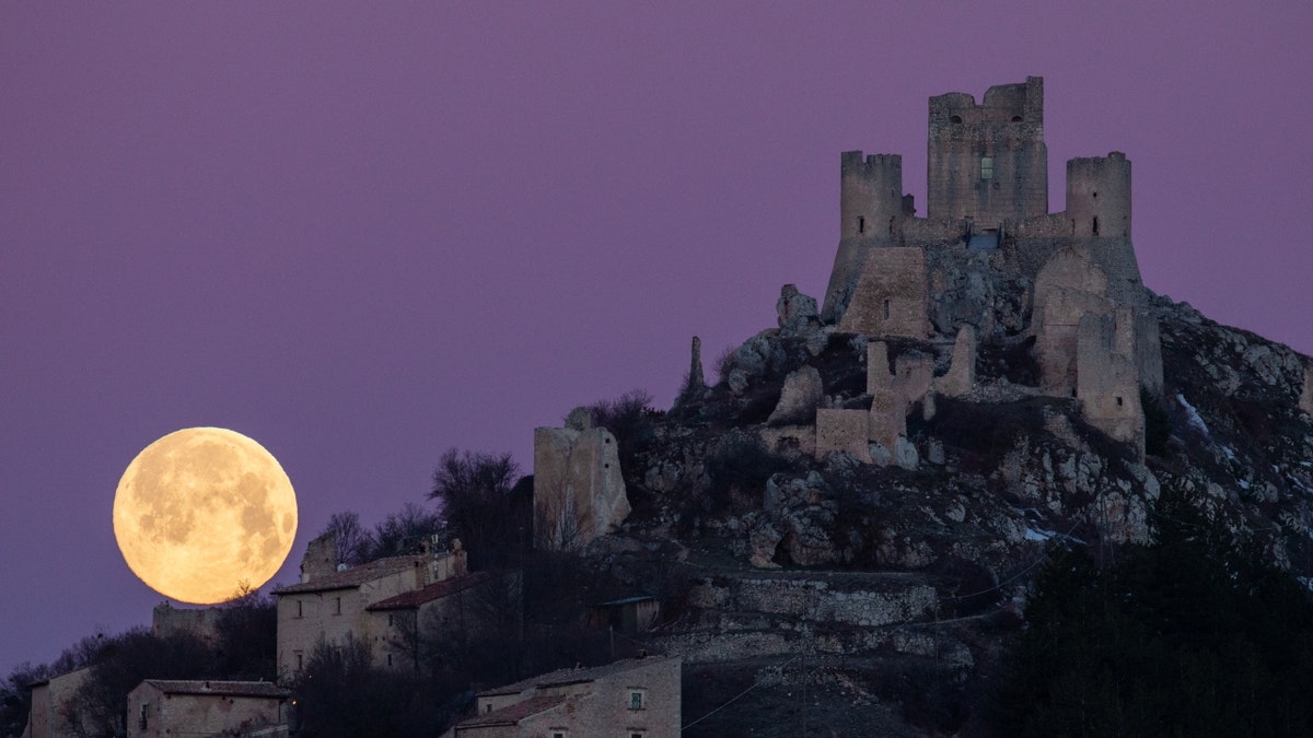 The worm moon sets in Italy