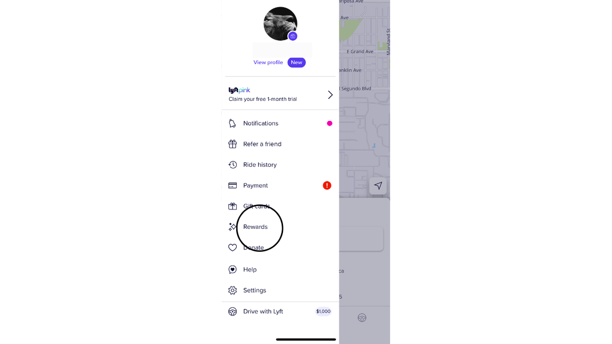 rewards option on lyft