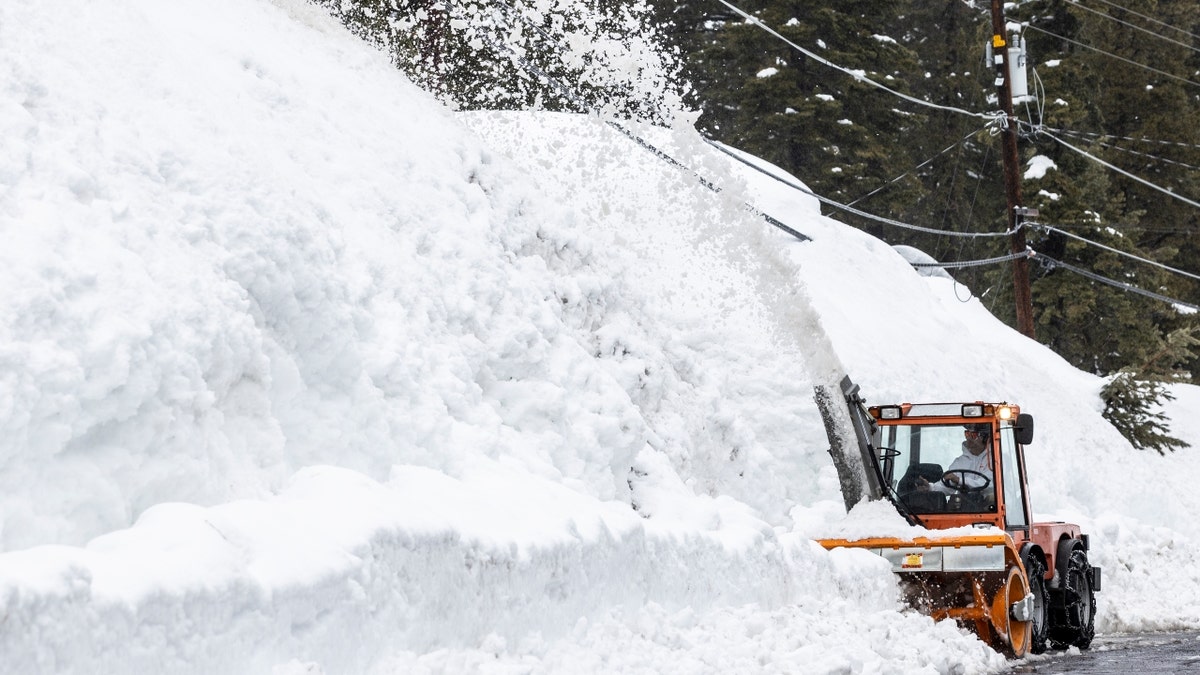 A snowblower removes snow in Tahoe