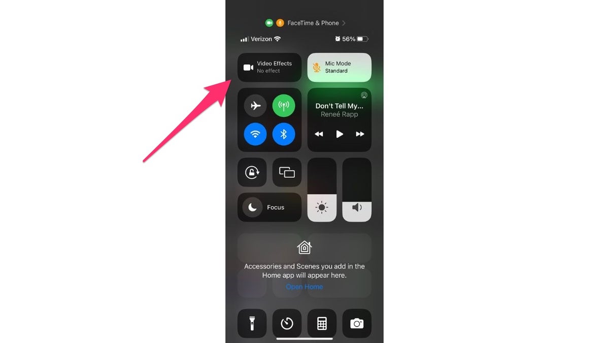 iPhone screen shot of FaceTime features.