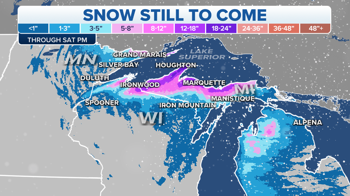 Snow forecast in the Midwest, Great Lakes regions