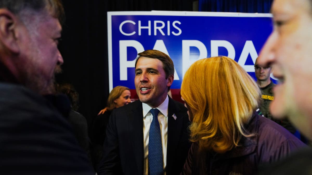 Rep. Chris Pappas (D-NH) greets supporters after his midterm victory during an election night watch party at the Puritan Conference Center on November 8, 2022 in Manchester, New Hampshire. (Photo by Sophie Park/Getty Images)