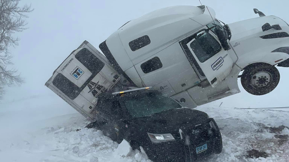 Truck crash snow South Dakota