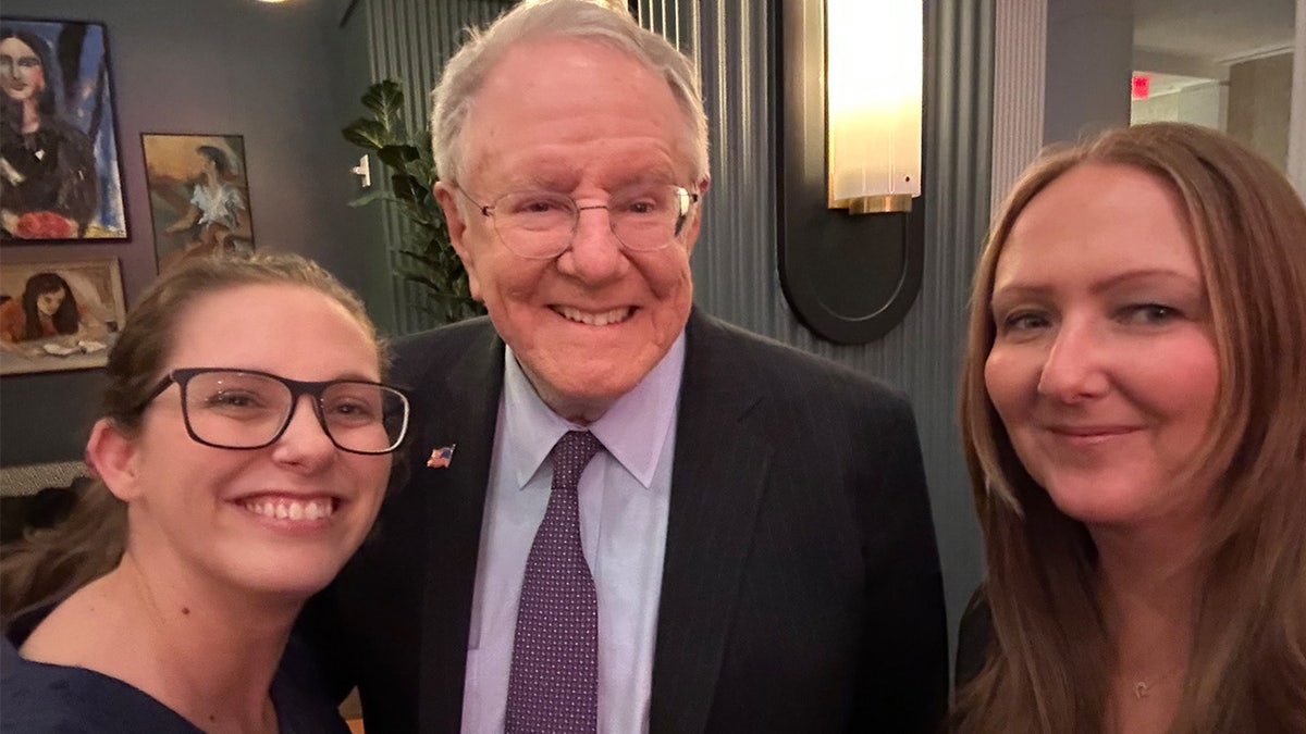 Steve Forbes center with Bethany Mandel left, Karol Markowicz right