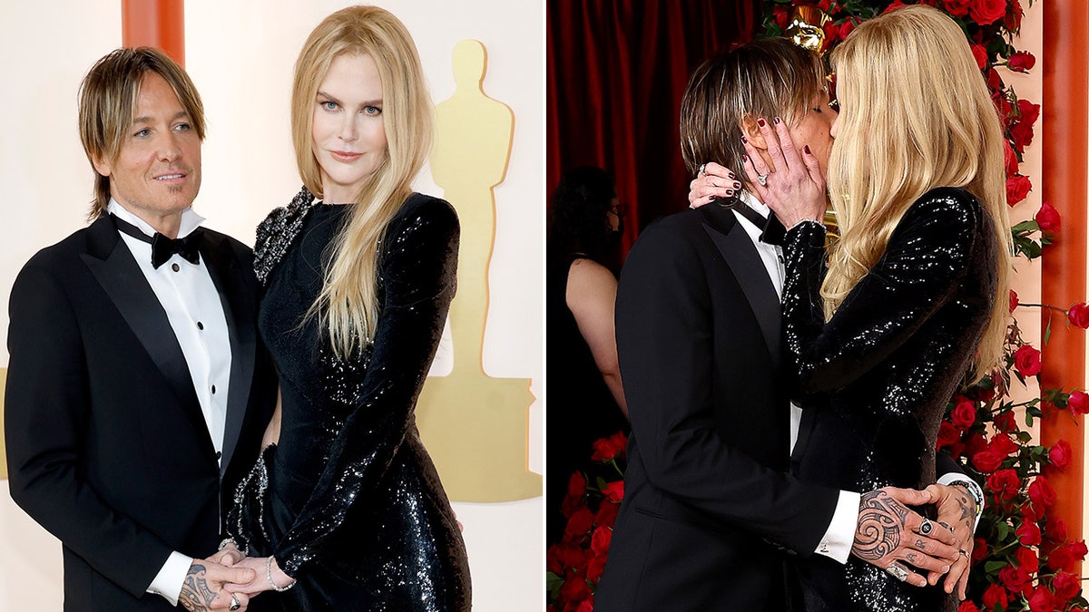 Nicole Kidman grabs Keith Urban's face on Oscars red carpet