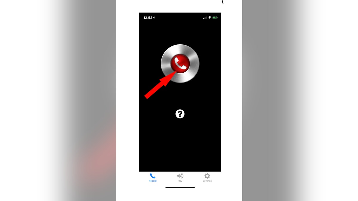 call recorder lite record button with arrow