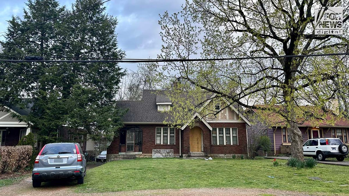 The house of alleged Covenant School shooter, Audrey Hale, is boarded up.