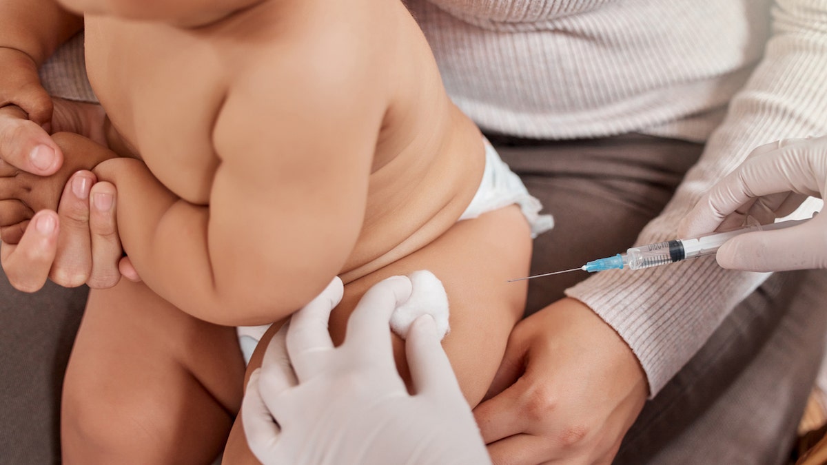 Baby getting vaccine