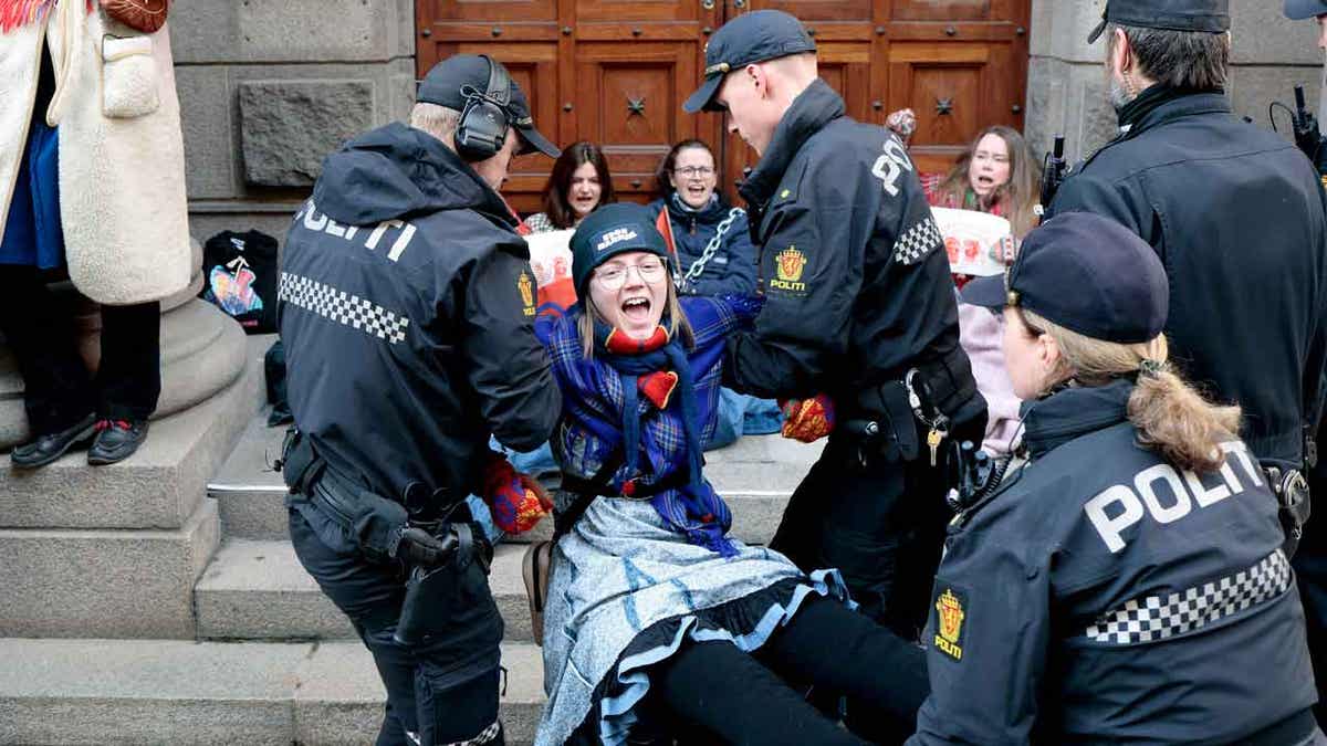 Activists are carried away by the police 