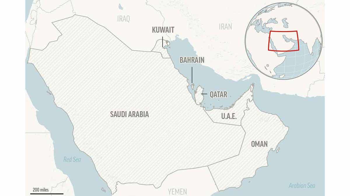 Locator map for the Gulf Cooperation Council member states