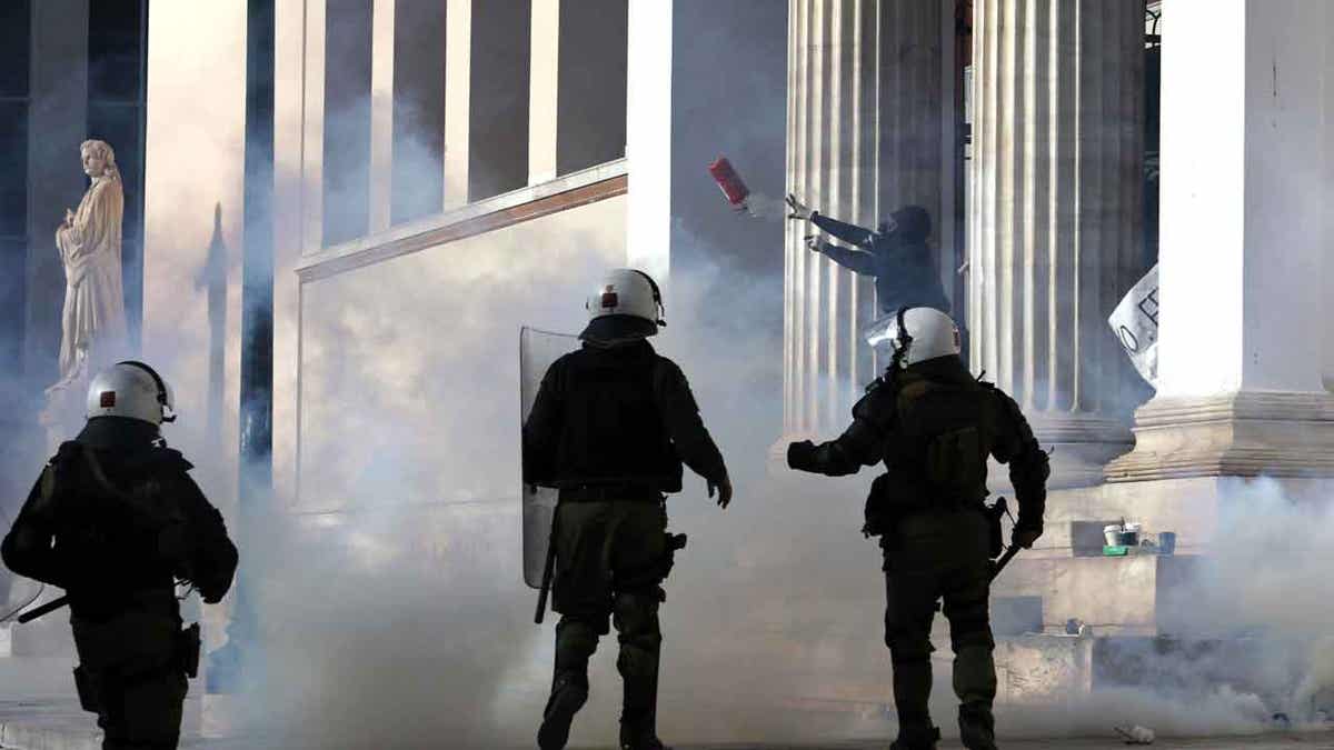 University students demonstrate in central Athens
