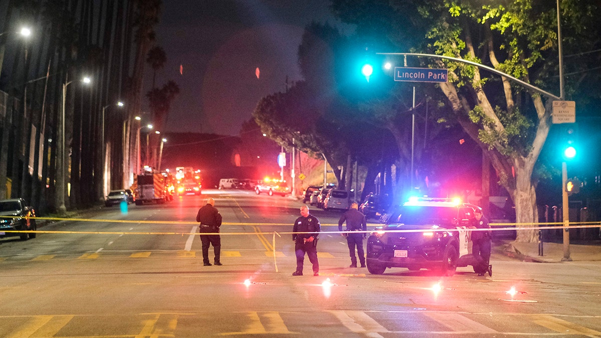 Police officers at an intersection