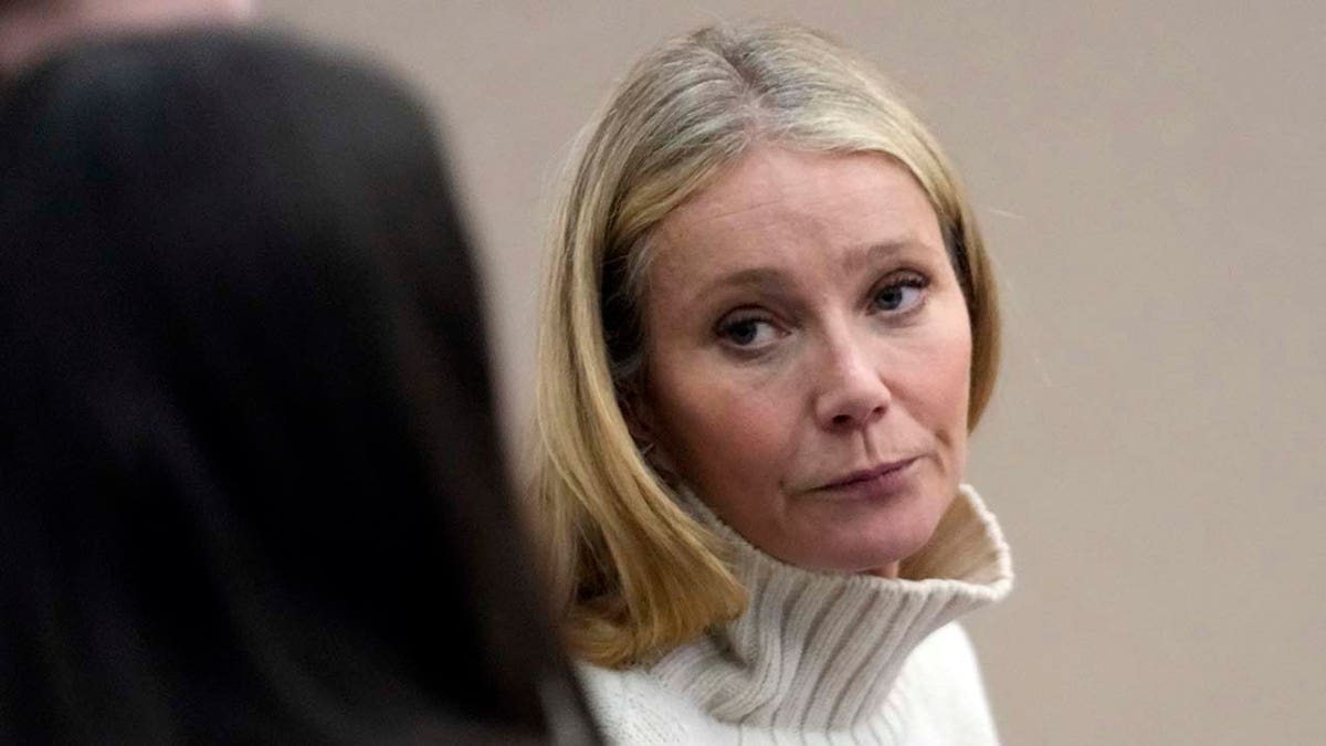 Gwyneth Paltrow looks on before leaving the courtroom.