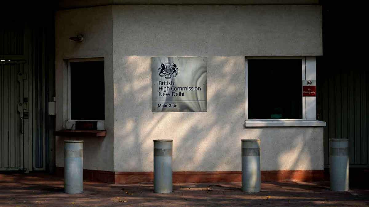 A deserted entrance to the British High Commission 