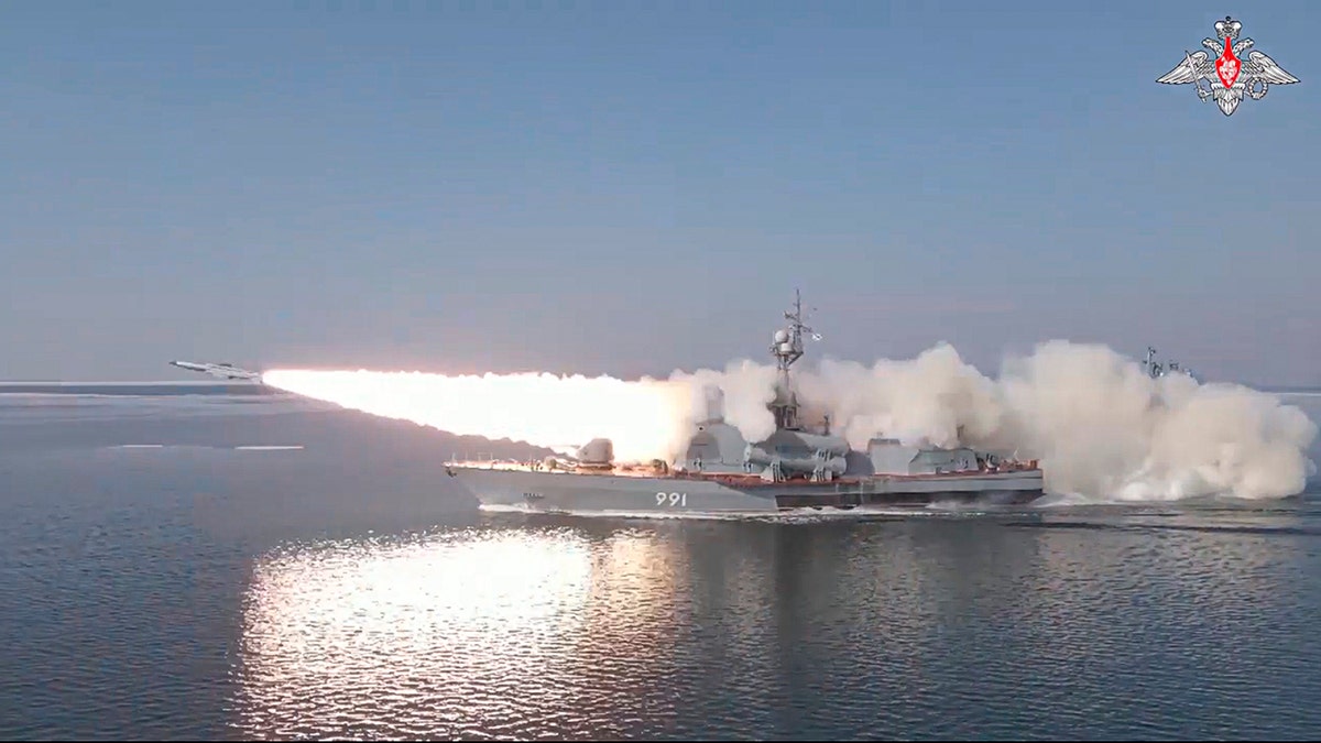 A missile launching from a ship