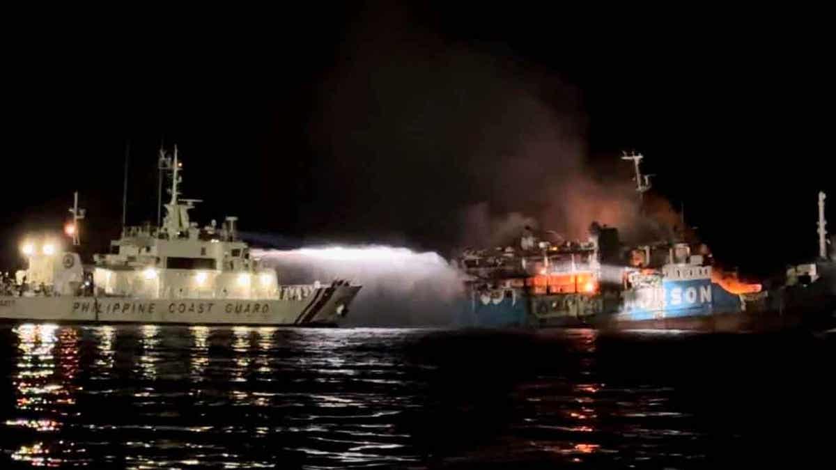 Ferry on fire