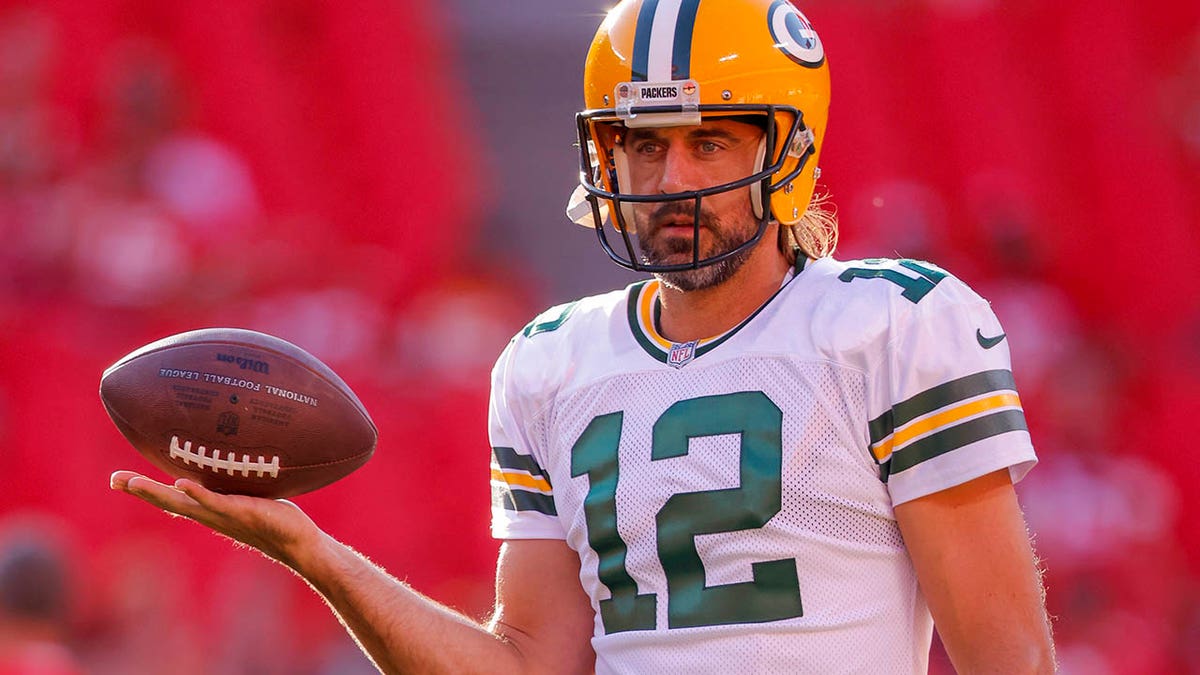 Green Bay, WI, USA. 15th Nov, 2020. Green Bay Packers quarterback Aaron  Rodgers #12 talks with the FOX Sports after the NFL Football game between  the Jacksonville Jaguars and the Green Bay