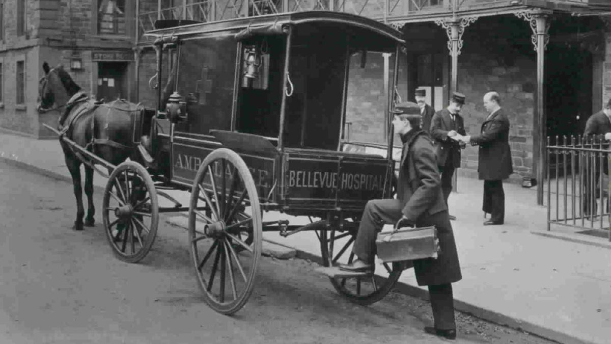 Ambulanta trasa de cal in New York, circa 1886