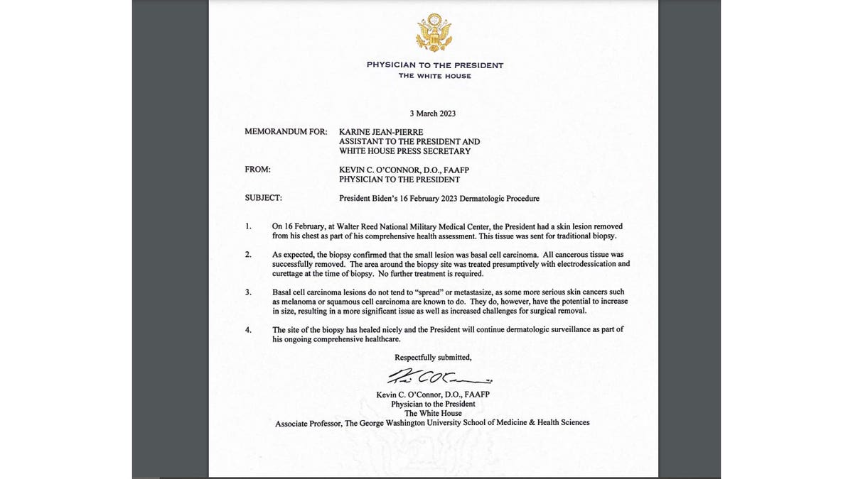 White House Physician letter