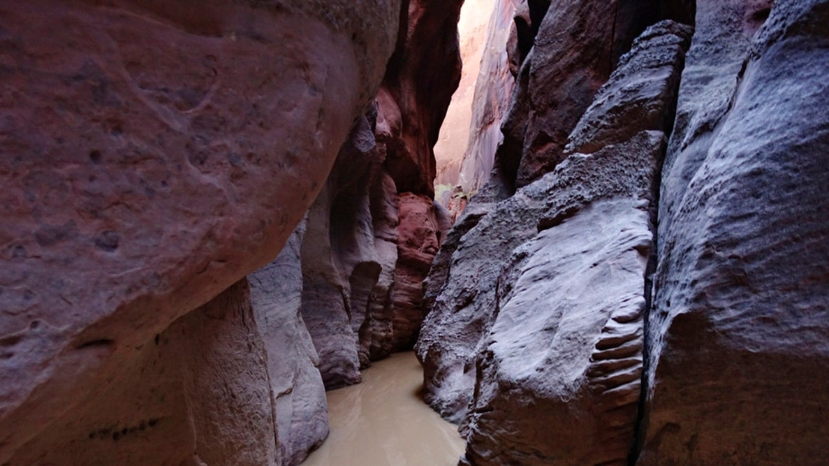 Water levels remain high after a rainstorm in Buckskin Gulch