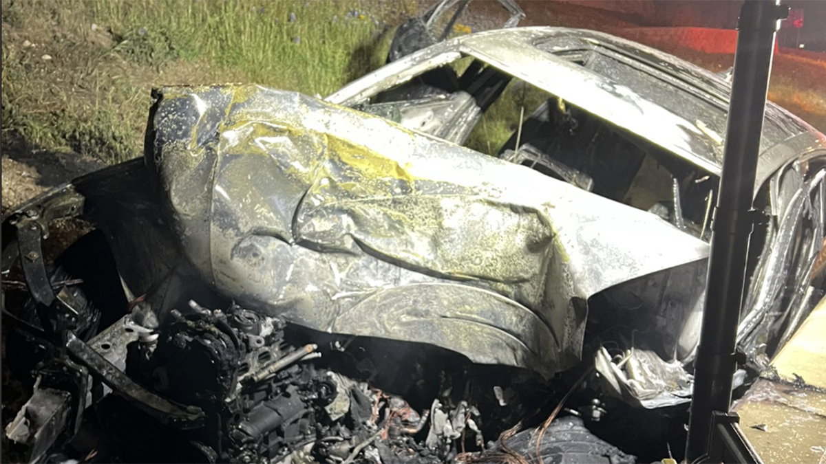 Aftermath of a burning car.